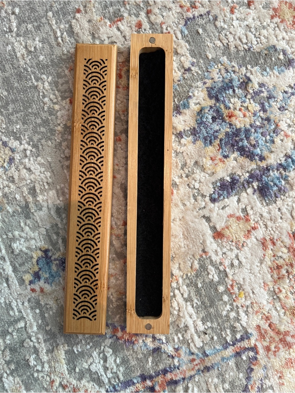 Bamboo Incense Holder Box with Black Felt Liner